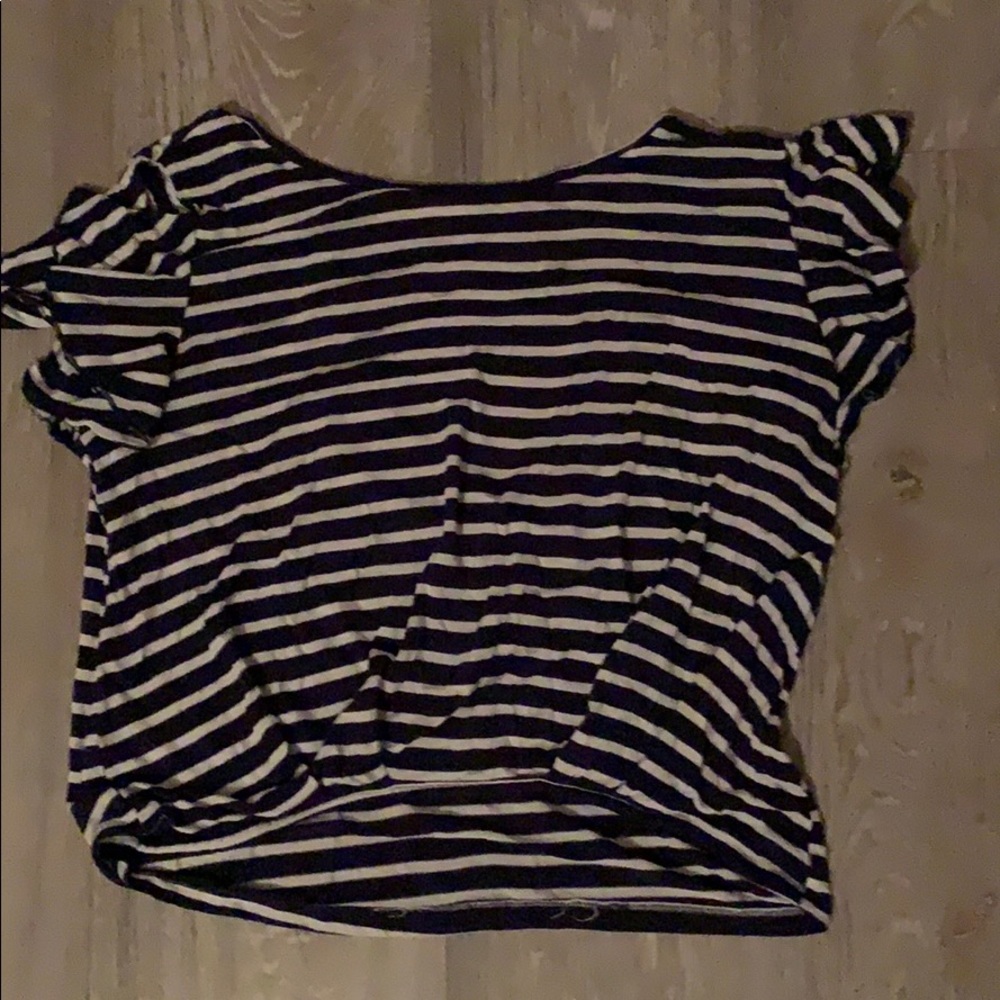 Blue stripped flowy short sleeved Shirt